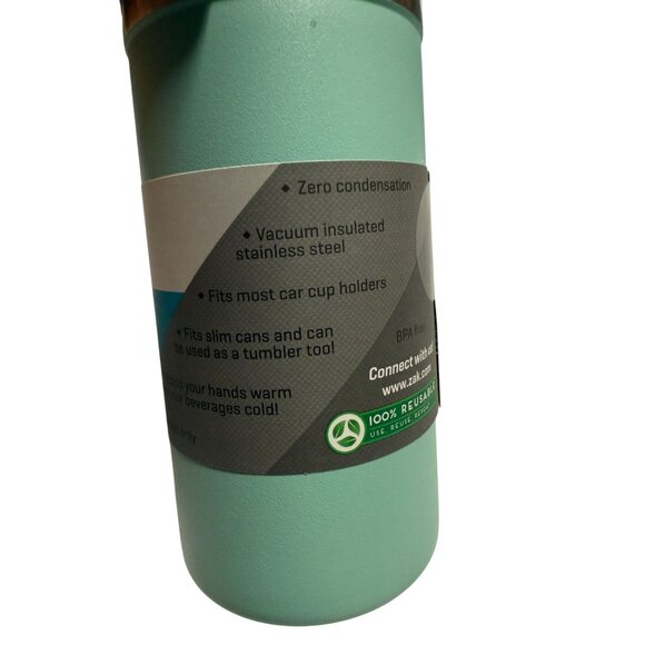 Zak Designs Aqua Blue Slim Can Cooler 12.5oz Double Wall Insulated - Picture 4 of 6